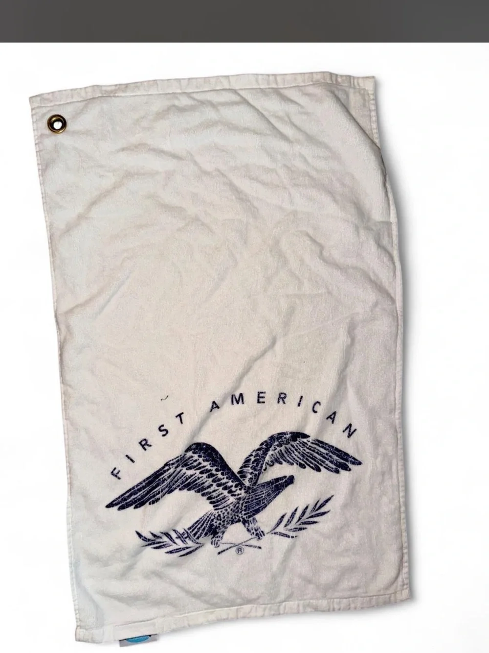White Cotton Hand Towel with Eagle Print